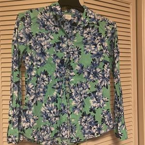 Green Floral Button Down Shirt